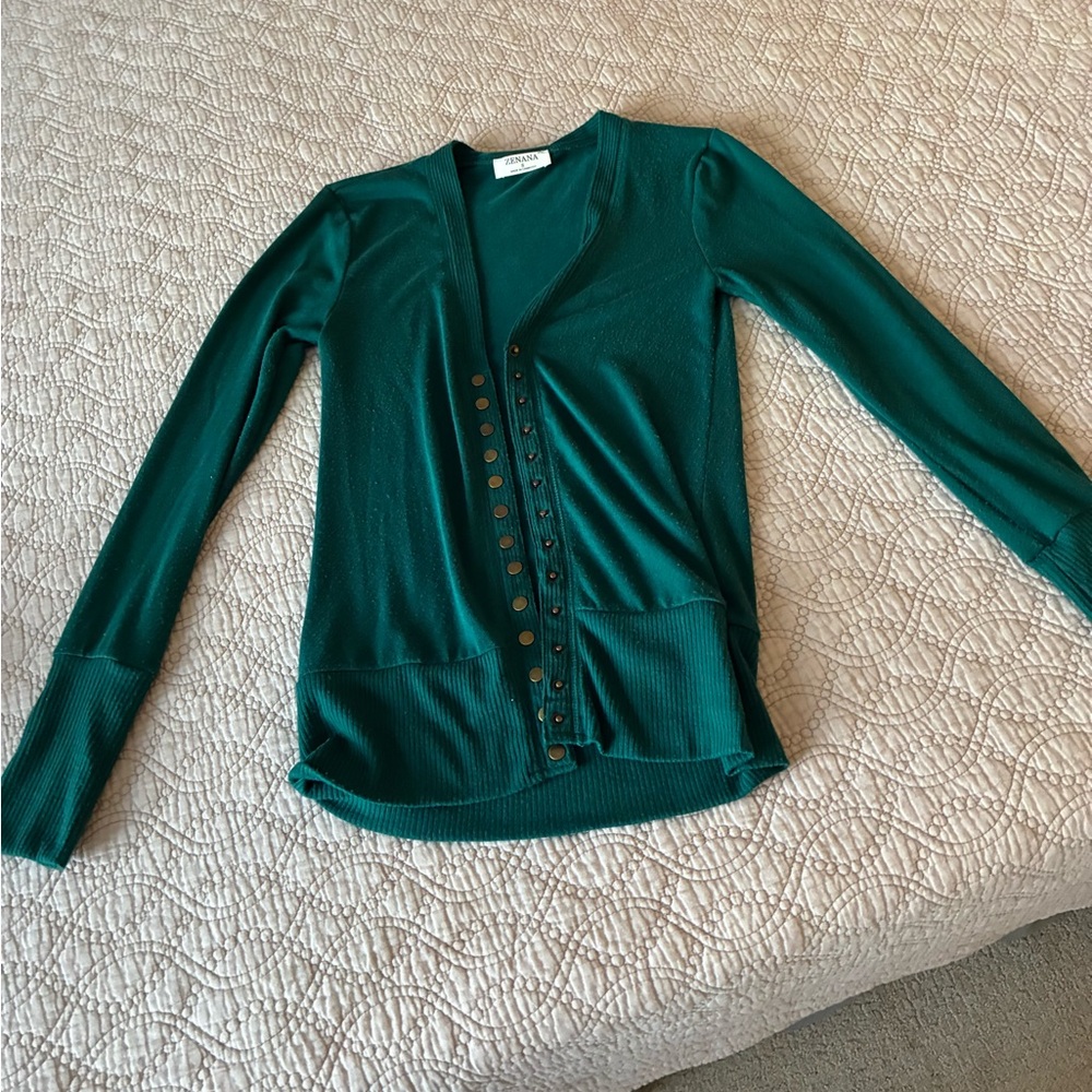 Teal Button-Up Cardigan